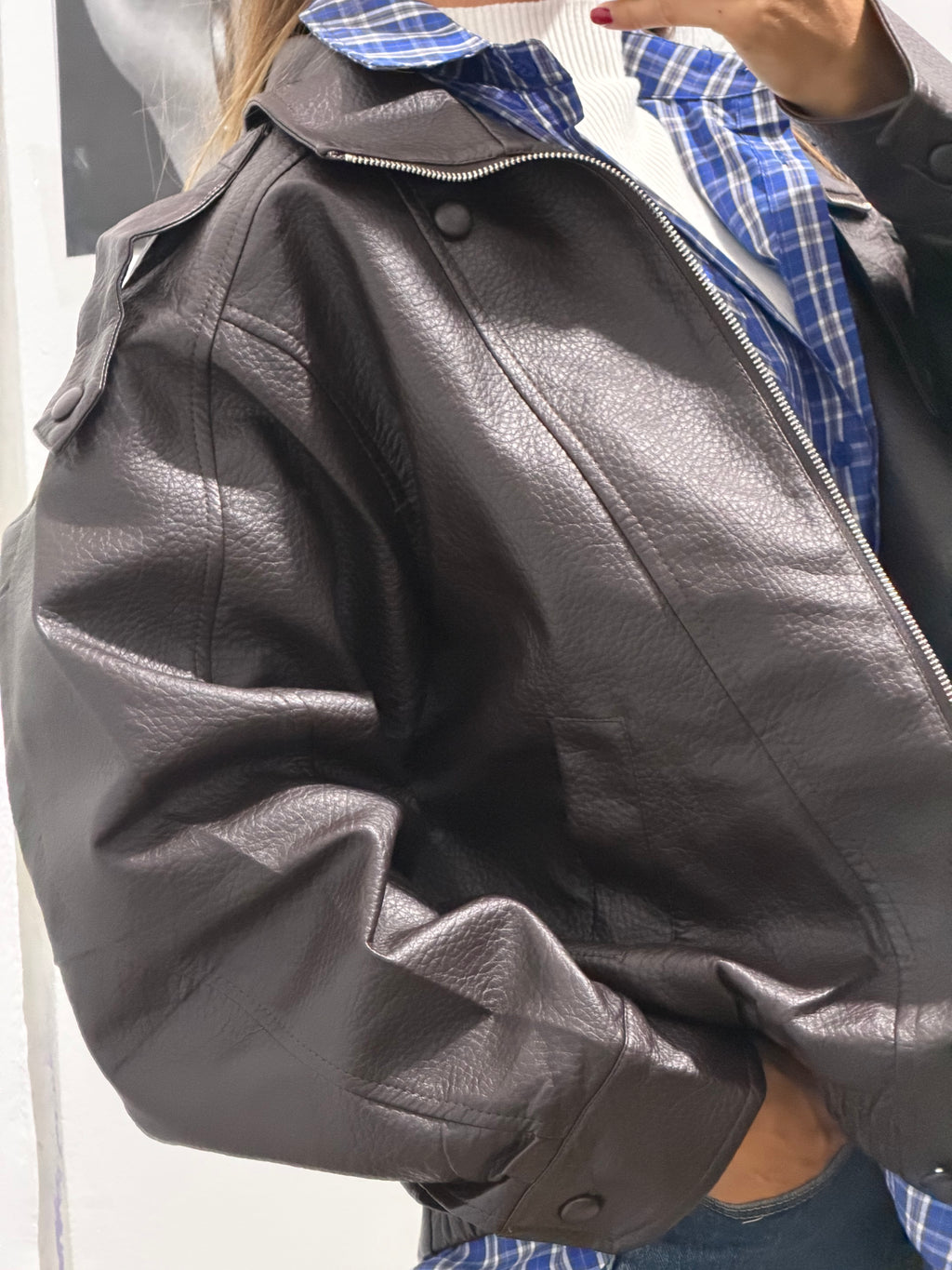 Giacca Biker Over - marrone