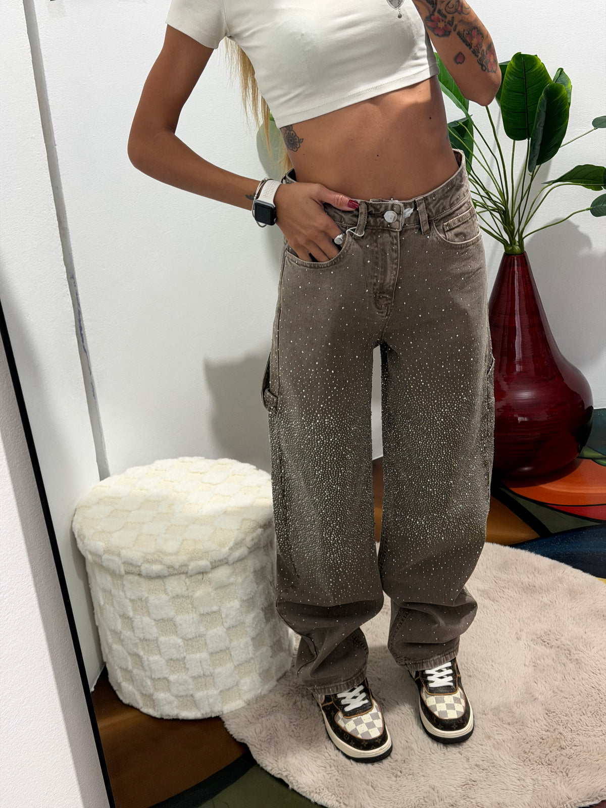 Jeans cargo 5409- tortora