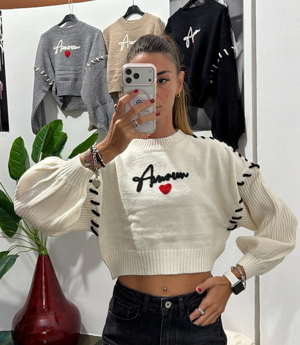 Pull Amour - Bianco