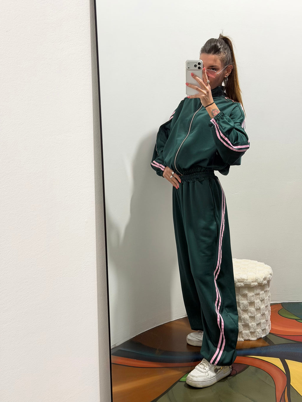 Coordinato tuta sporty-verde scuro