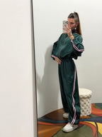 Coordinato tuta sporty-verde scuro