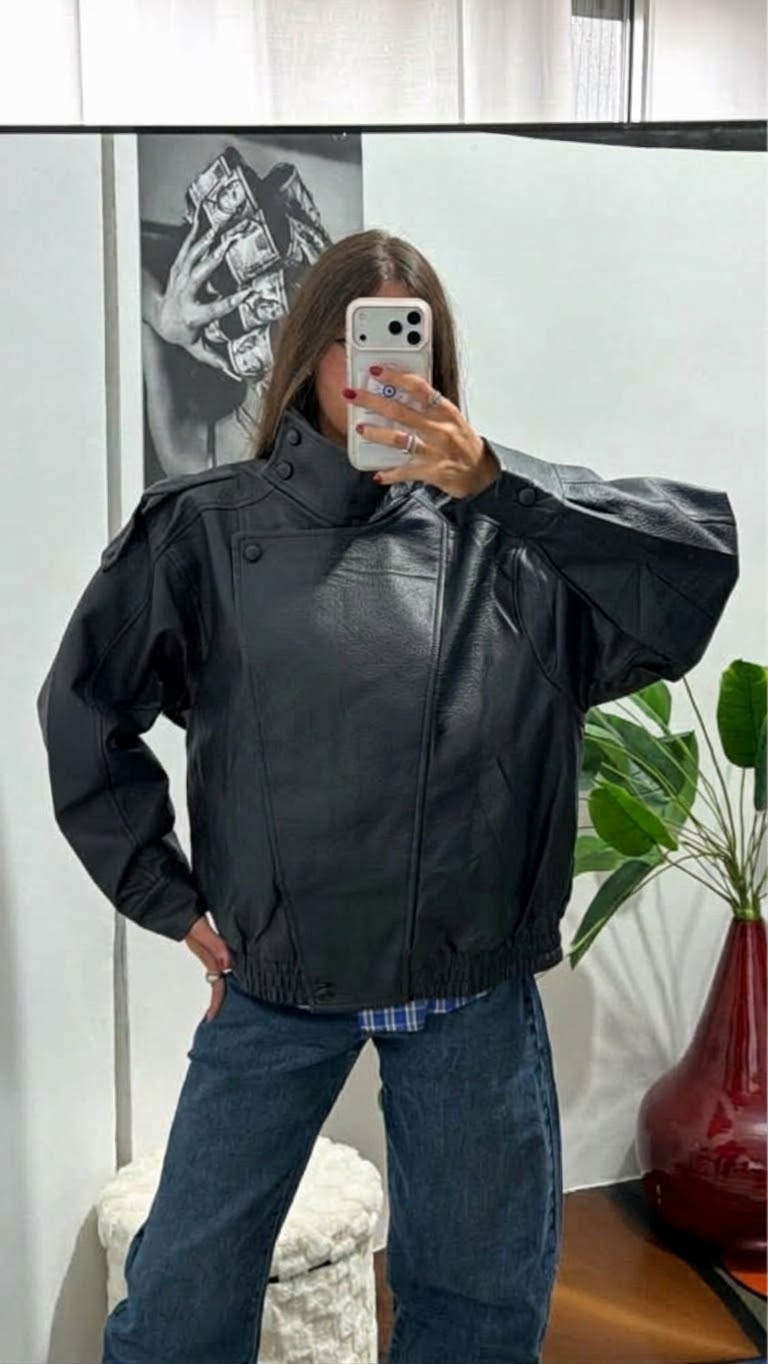 Giacca Biker Over - nero
